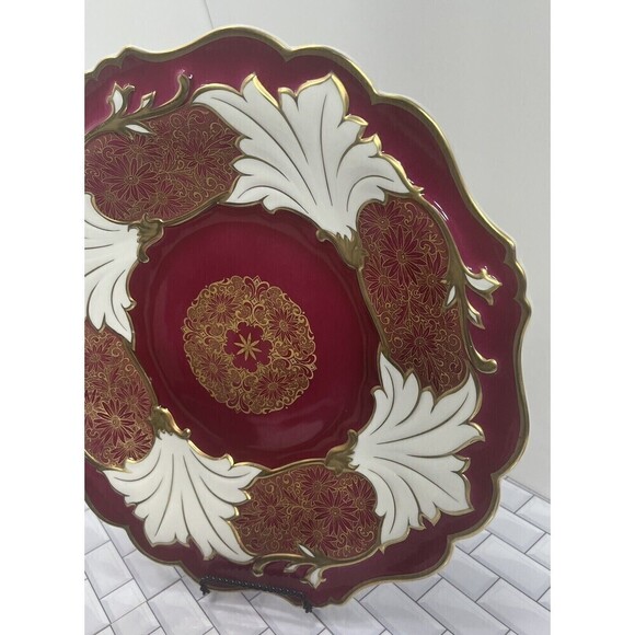Weimar Katharina Jutta Red/ White Porcelain Cake Stand Made In Germany - Picture 3 of 16